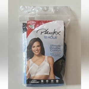Playtex 18 Hour Ultimate Shoulder Comfort Wireless Bra 4693 46G Black New